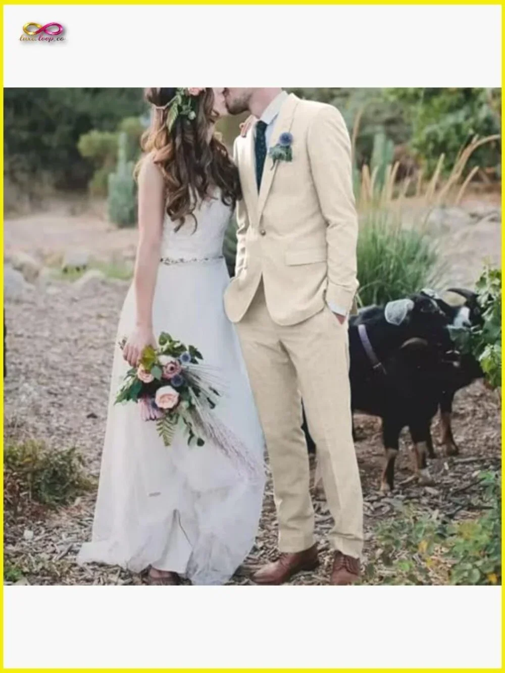 Retro Linen Suit Slim Fit 3-Piece Blazer Vest Pant Groom Wedding Tuxedo